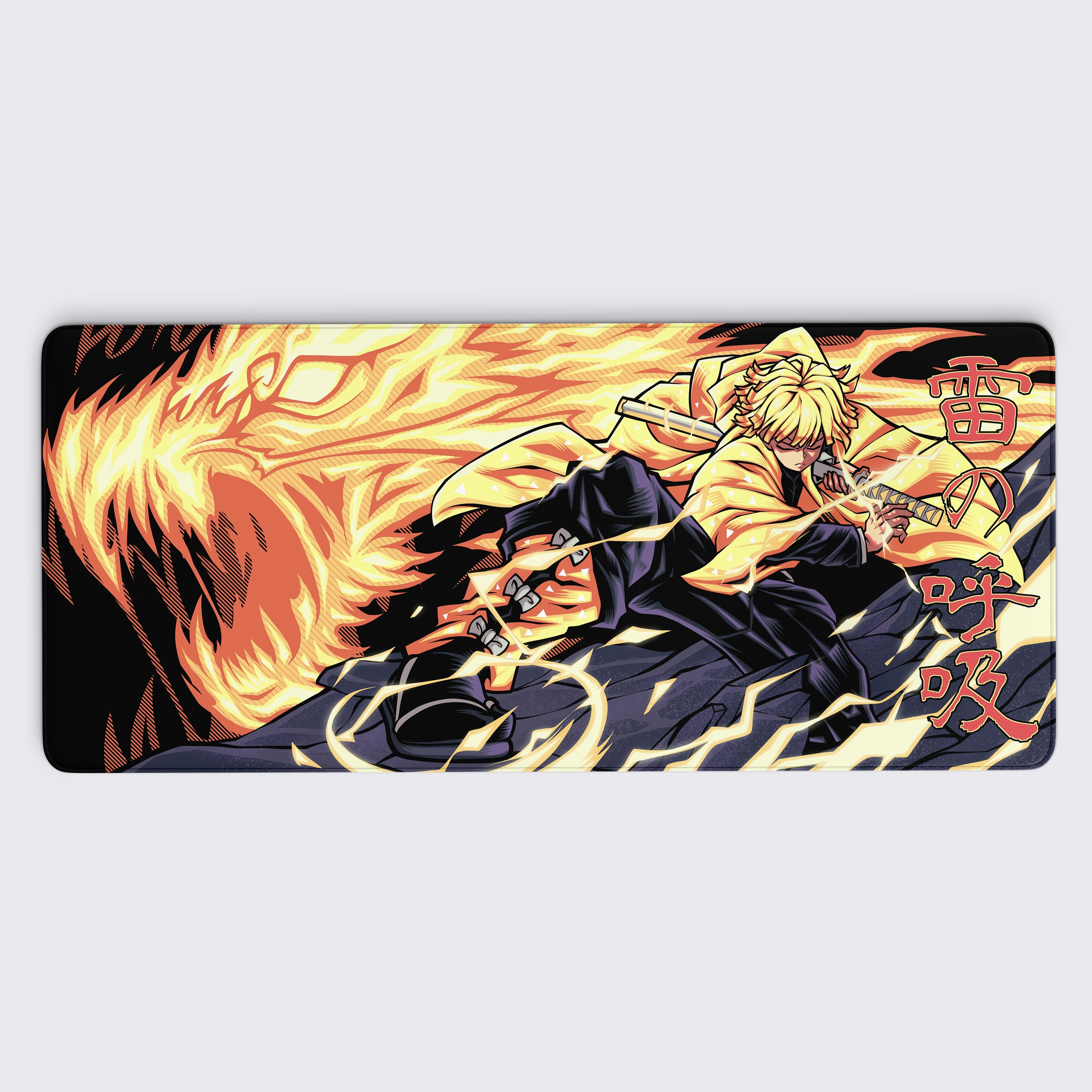 XXL zenitsu desk mat, 90x40 zenitsu keyboard mat, 36x16 zenitsu deskpad, the best zenitsu large gaming pad