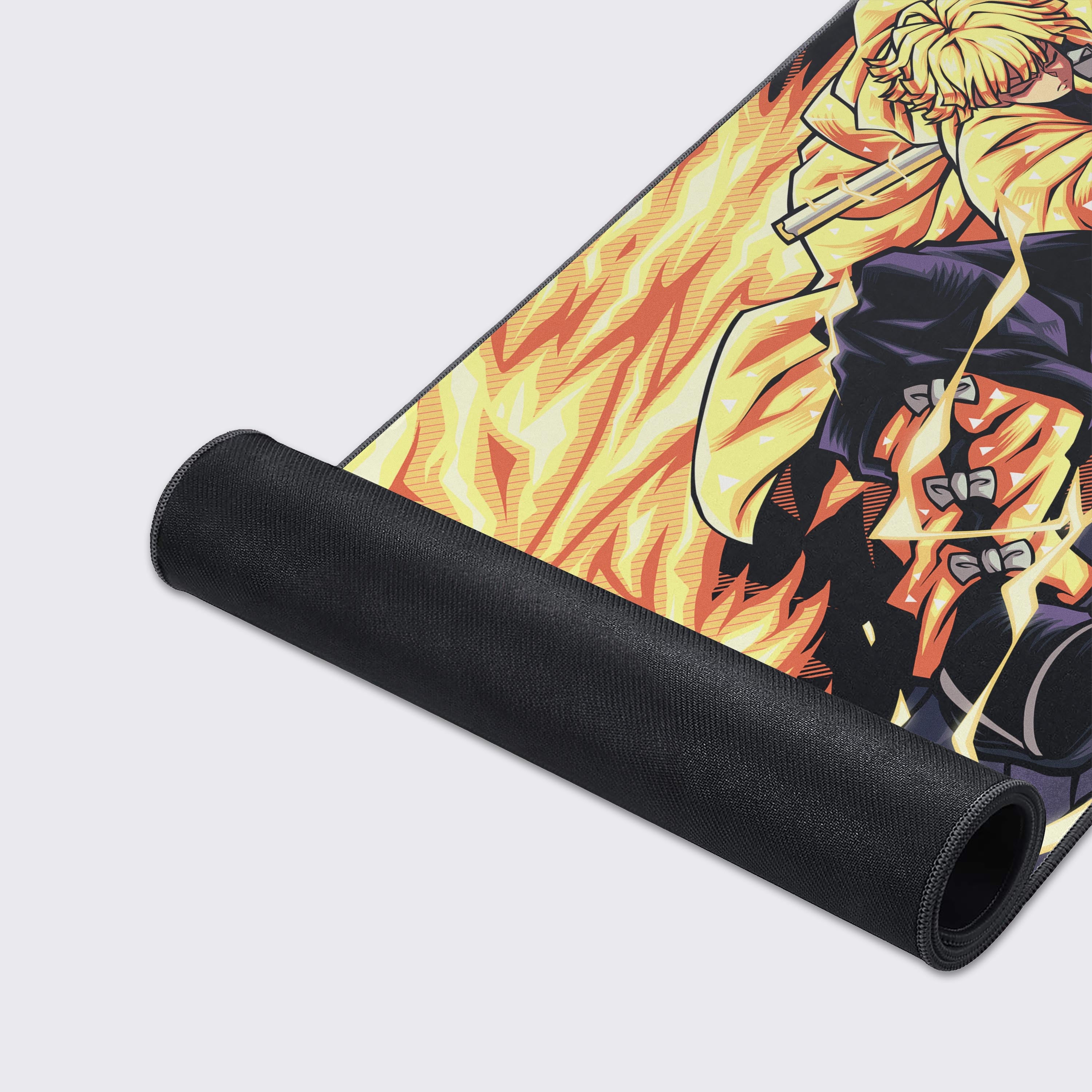 demon slayer desk setup accessories, zenitsu pcsetup desk mat, zenitsu anime mousepad
