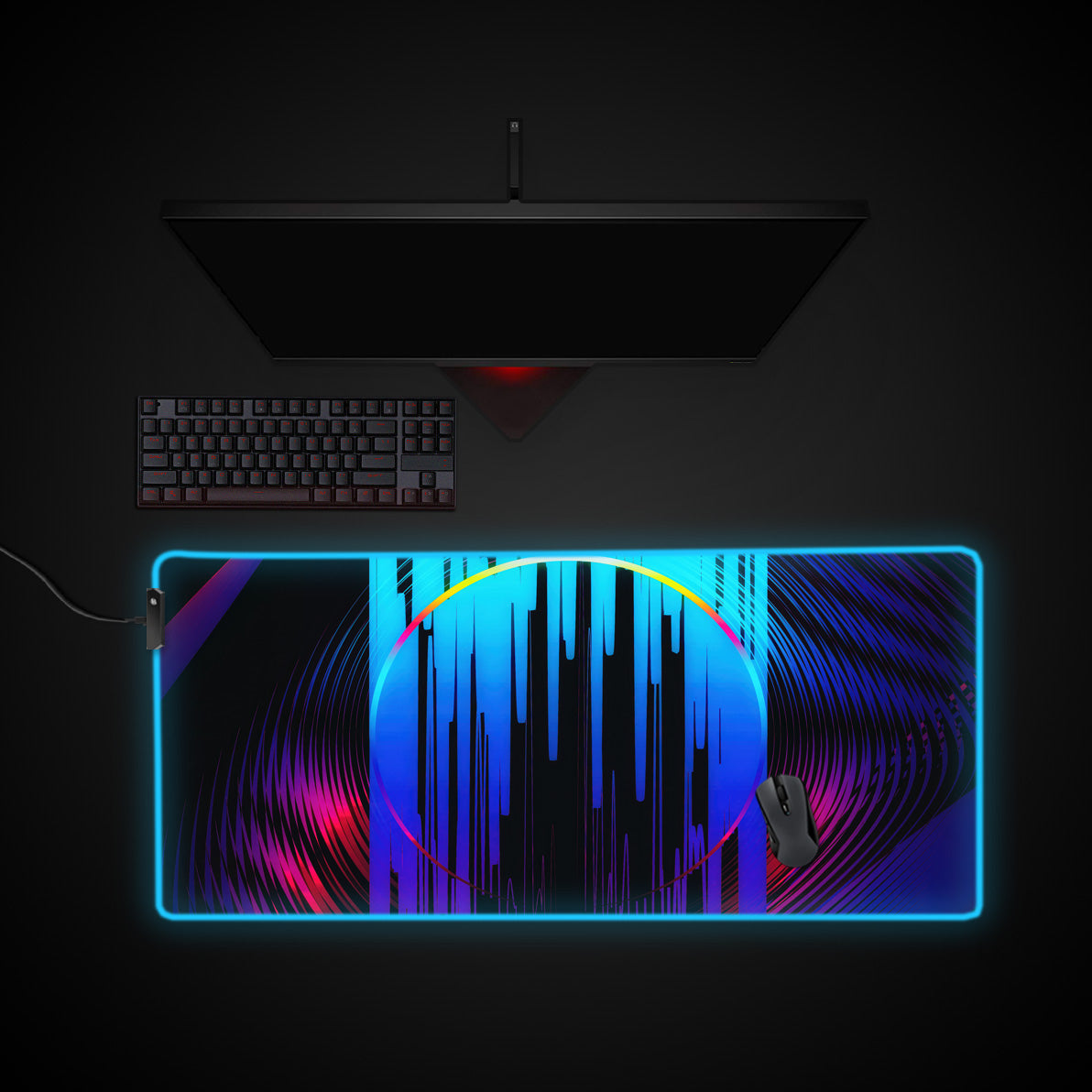 Abstraction Digital Desk Pad desk mat with RGB edge lighting