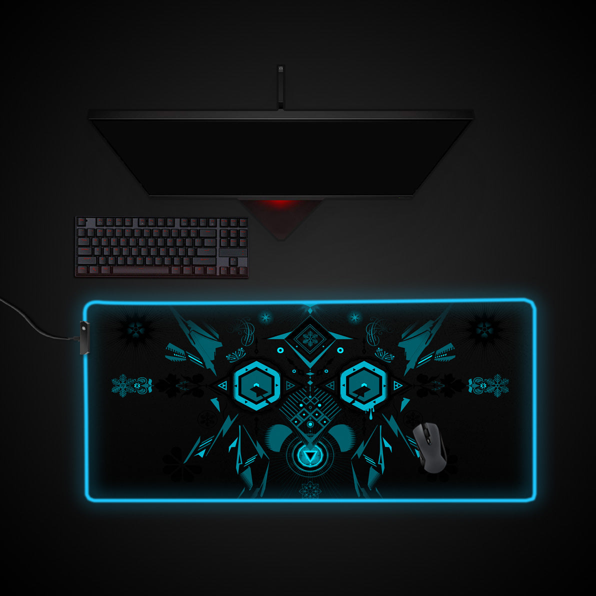 Epic Cerulean Desk Pad desk mat with RGB edge lighting