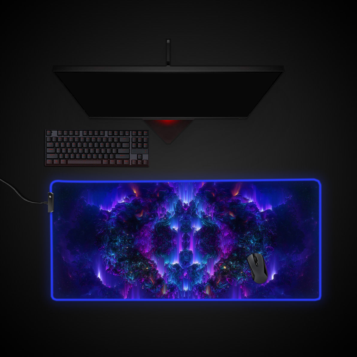 Exploded Star Desk Pad desk mat with RGB edge lighting