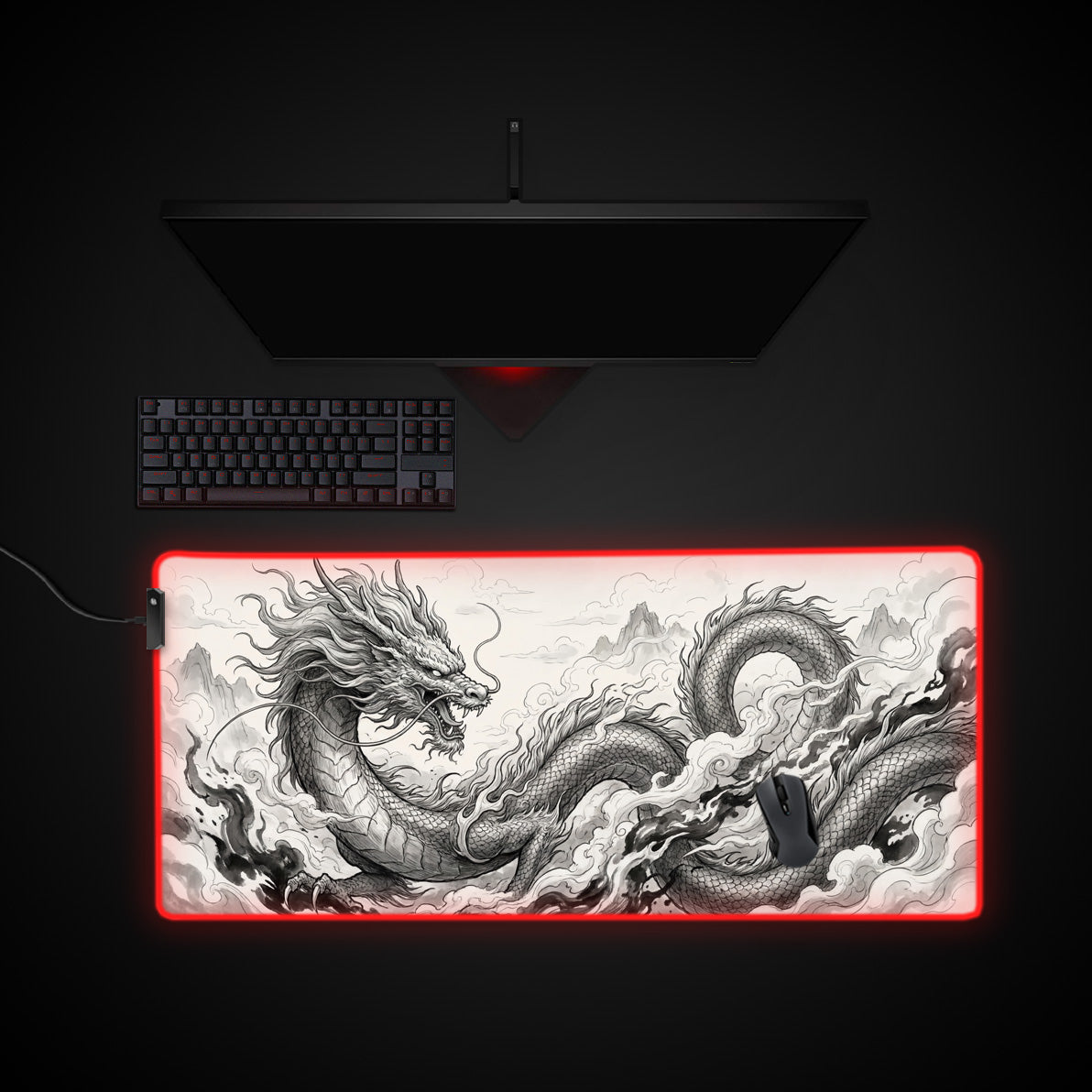 Ink Ascendant desk mat with RGB edge lighting
