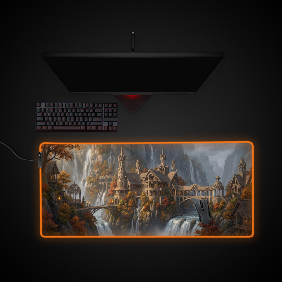 Rivendell Desk Pad desk mat with RGB edge lighting