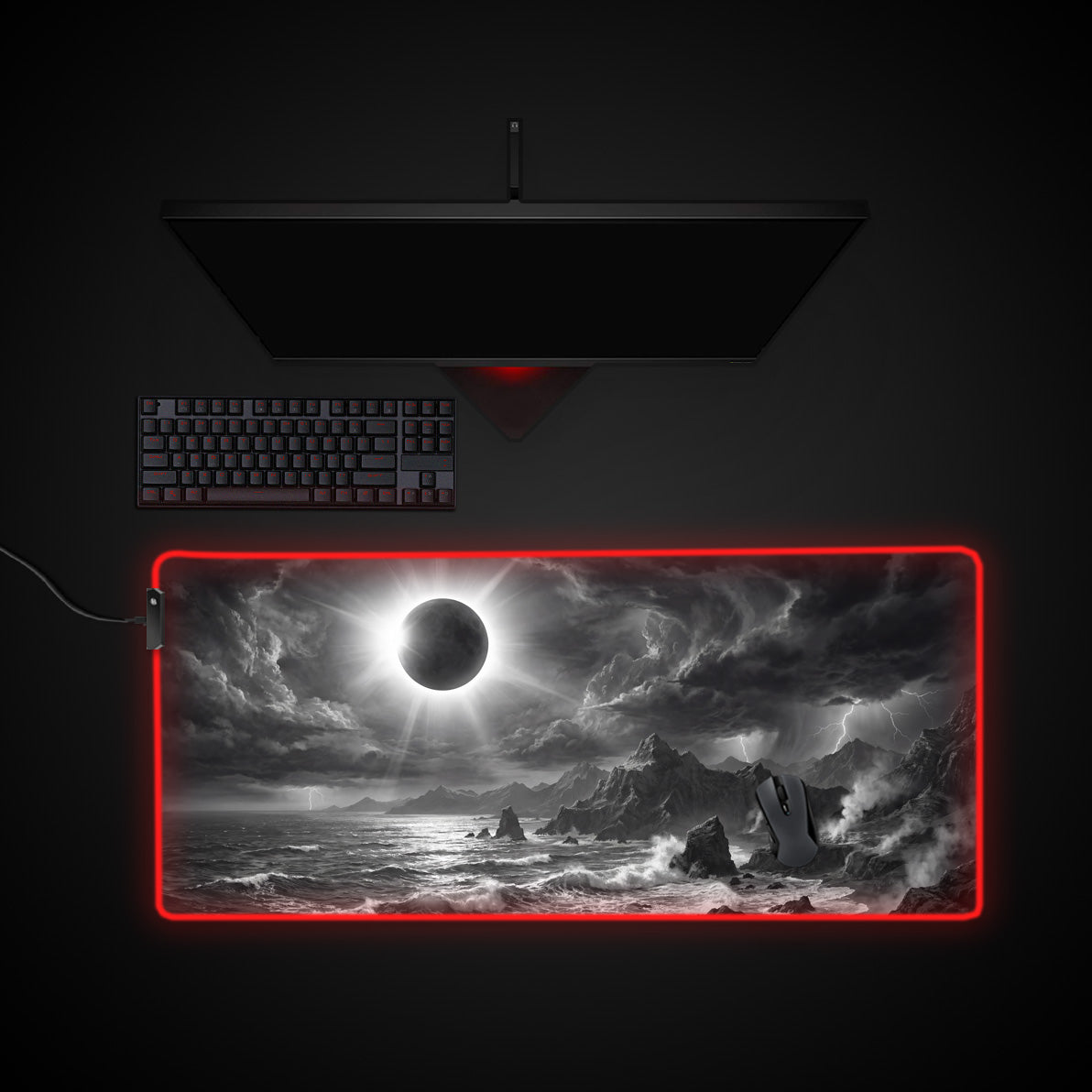 Eclipse Storm desk mat with RGB edge lighting