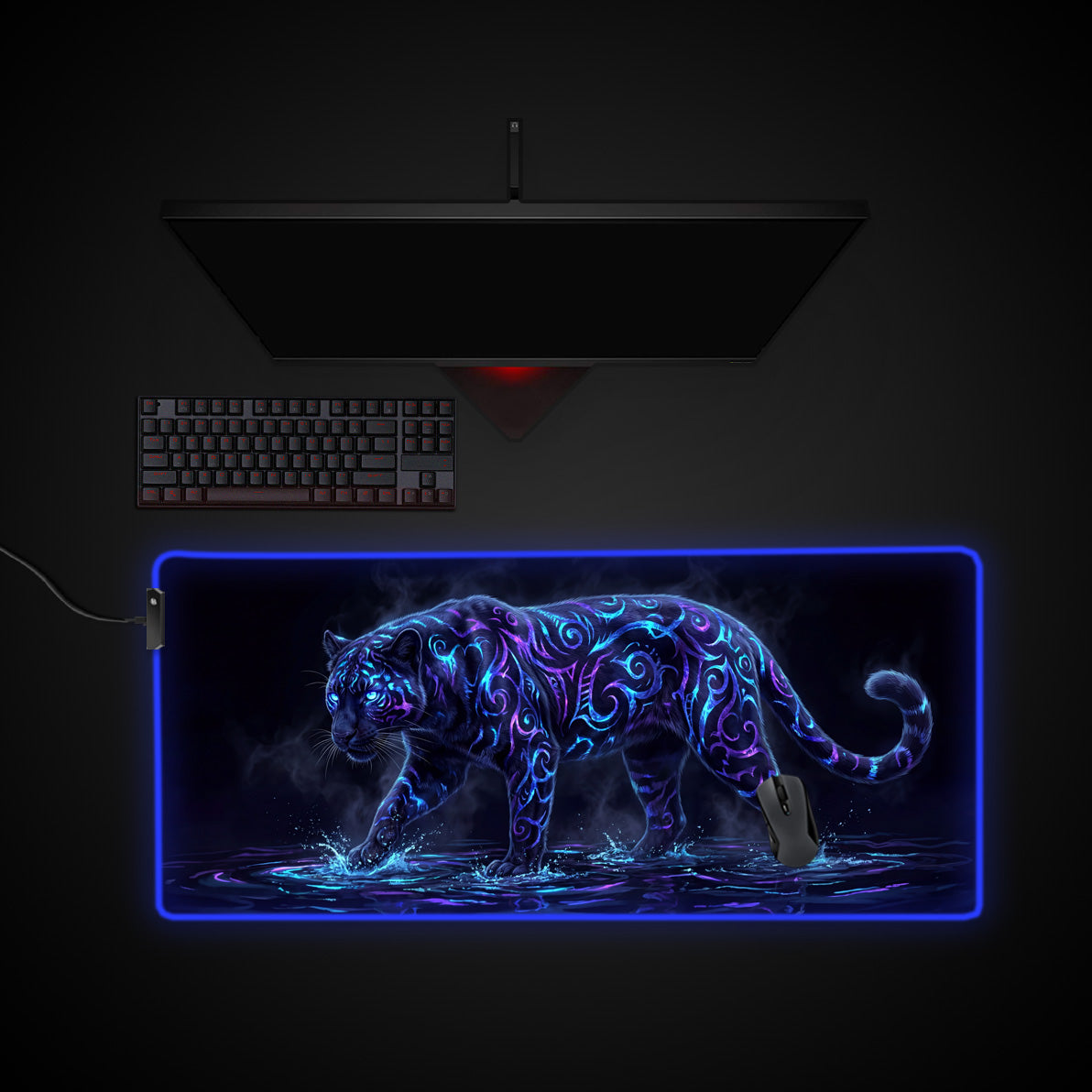 Mystic Prowl desk mat with RGB edge lighting