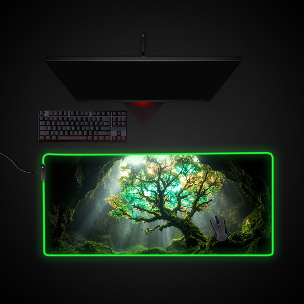 Cavern Light desk mat with RGB edge lighting