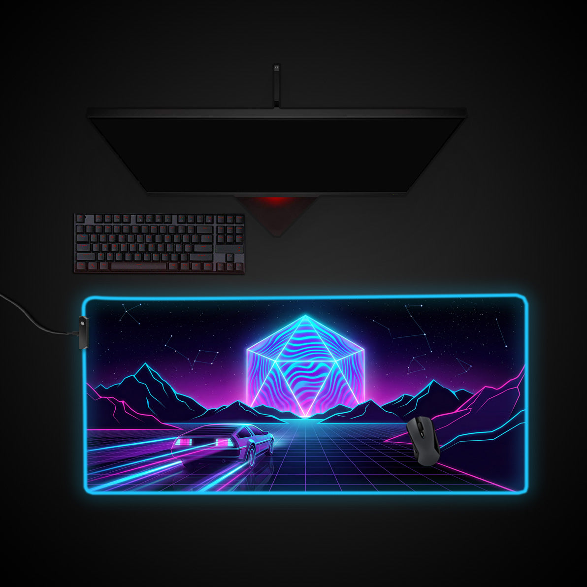 Critical Velocity desk mat with RGB edge lighting