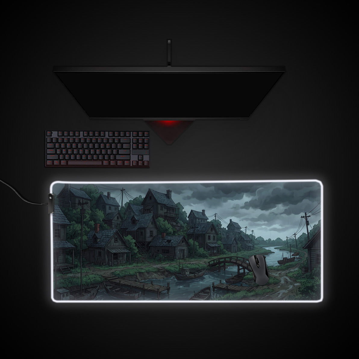 Rainbound Harbor desk mat with RGB edge lighting