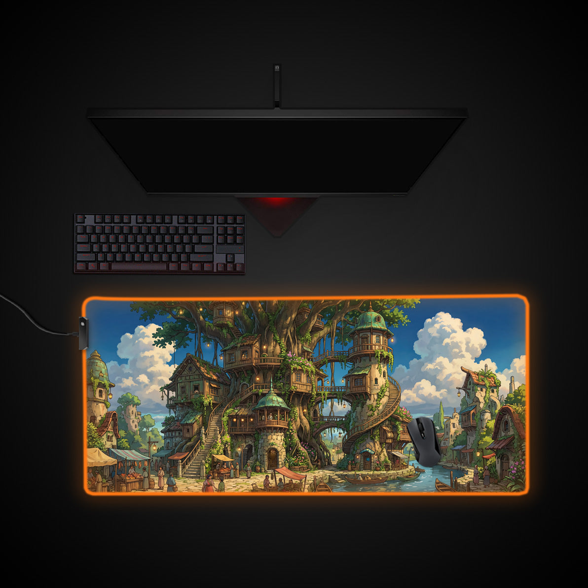 Sylvan Heights desk mat with RGB edge lighting