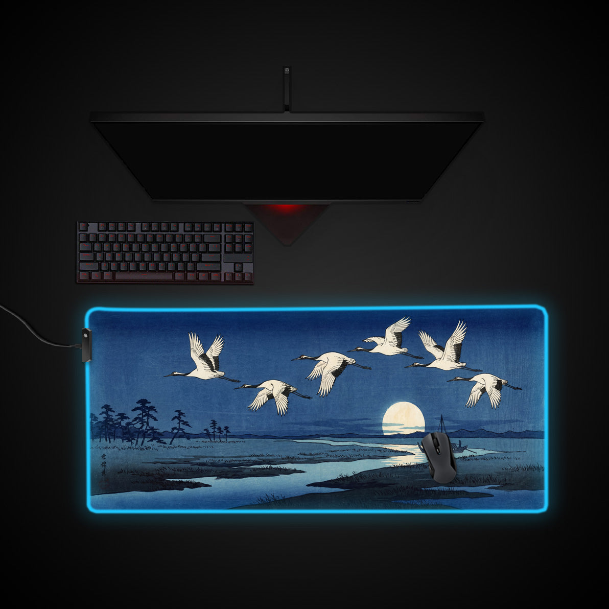 Silent Migration desk mat with RGB edge lighting