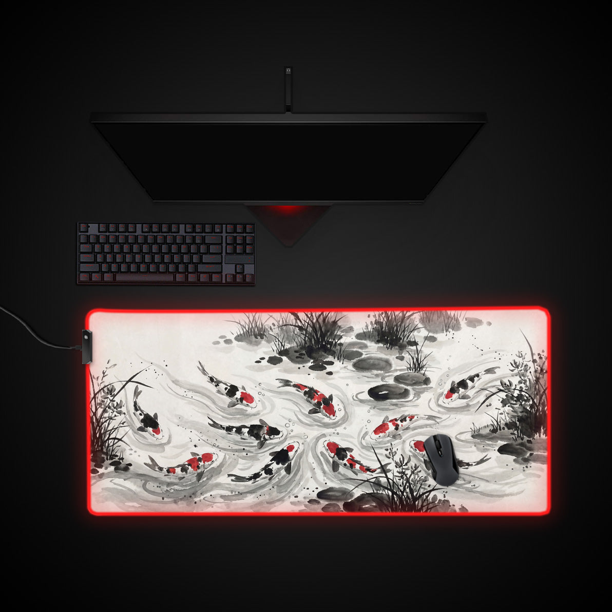 Ink Flow desk mat with RGB edge lighting