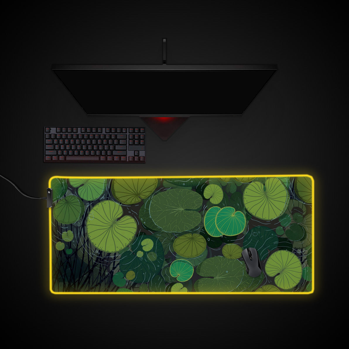 Lily Pads desk mat with RGB edge lighting