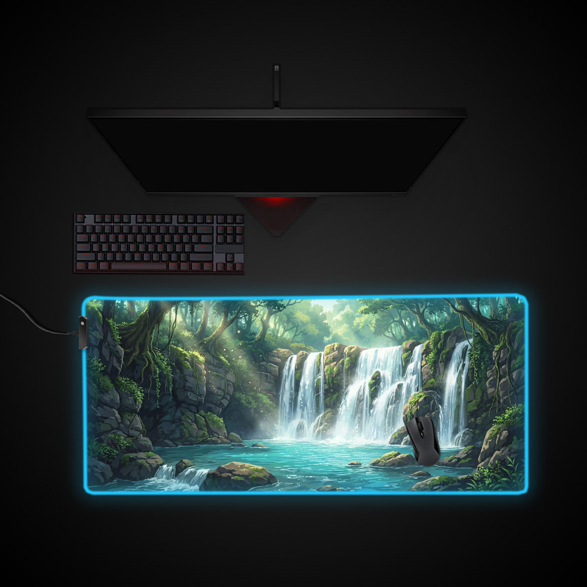 Verdant Flow desk mat with RGB edge lighting
