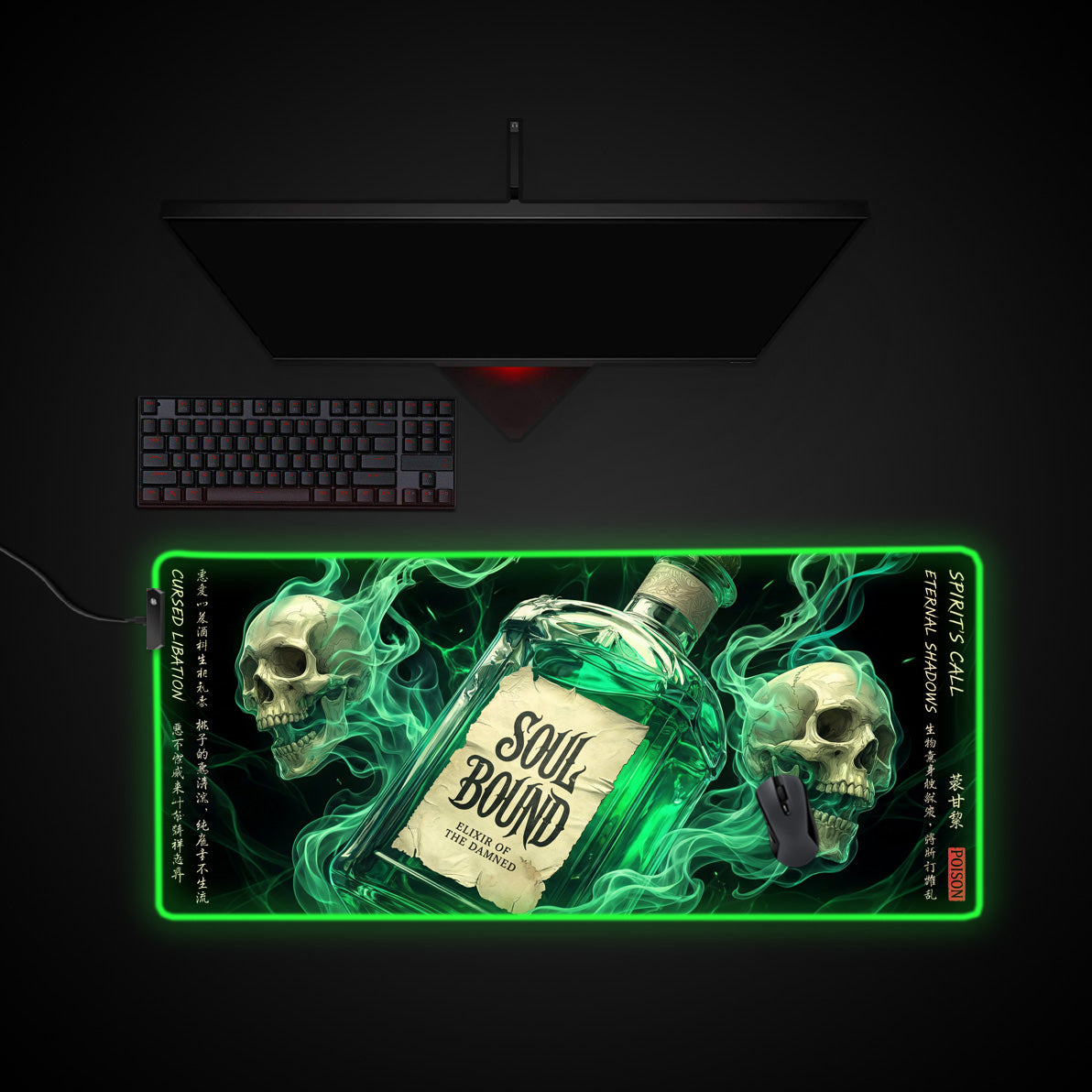 Soul Bound desk mat with RGB edge lighting
