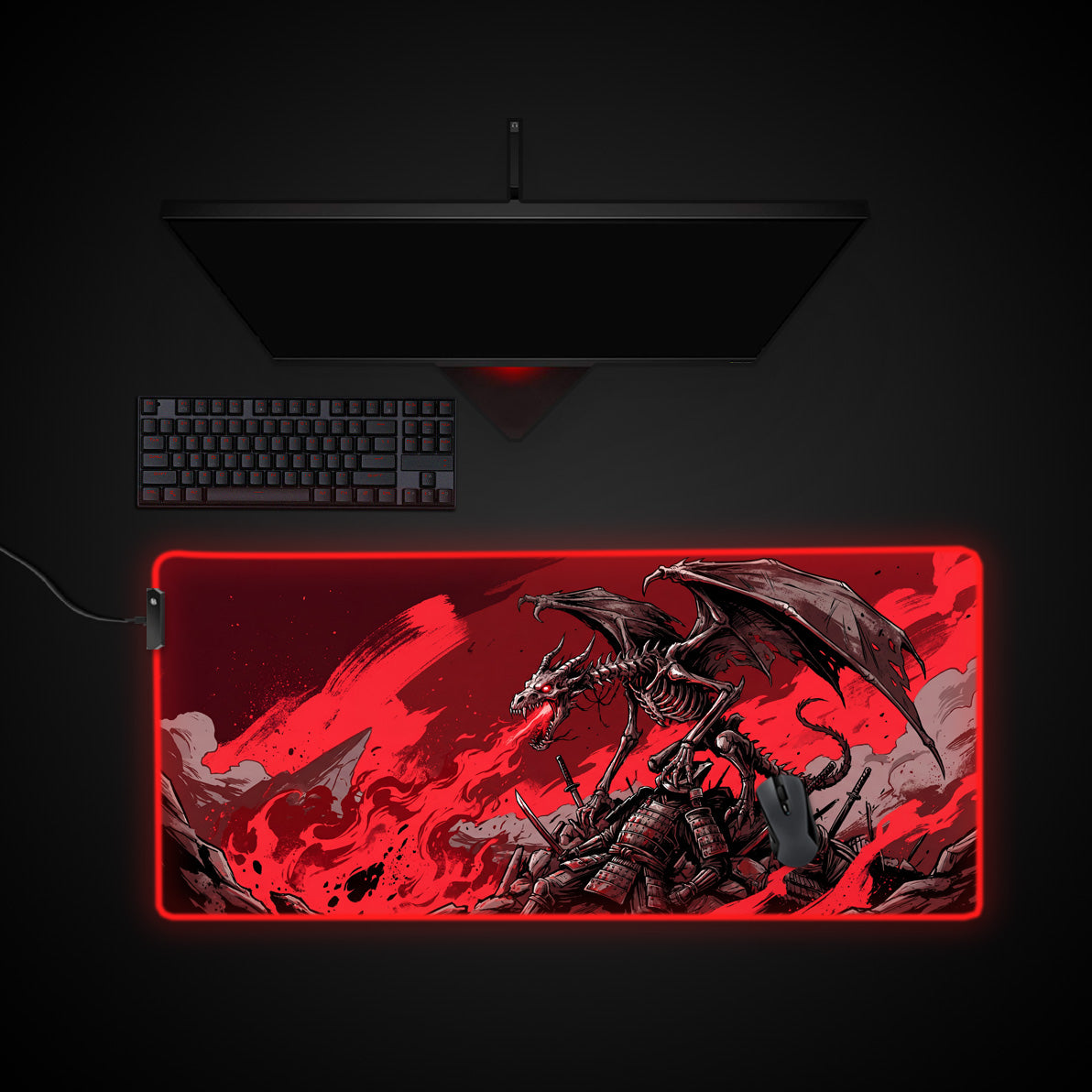 Bone Tyrant desk mat with RGB edge lighting