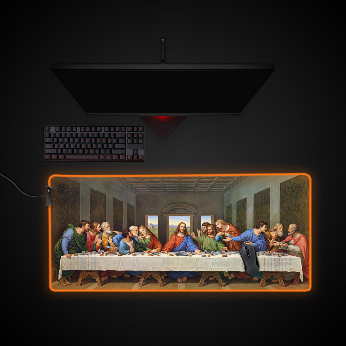The Last Supper, Leonardo da Vinci desk mat with RGB edge lighting