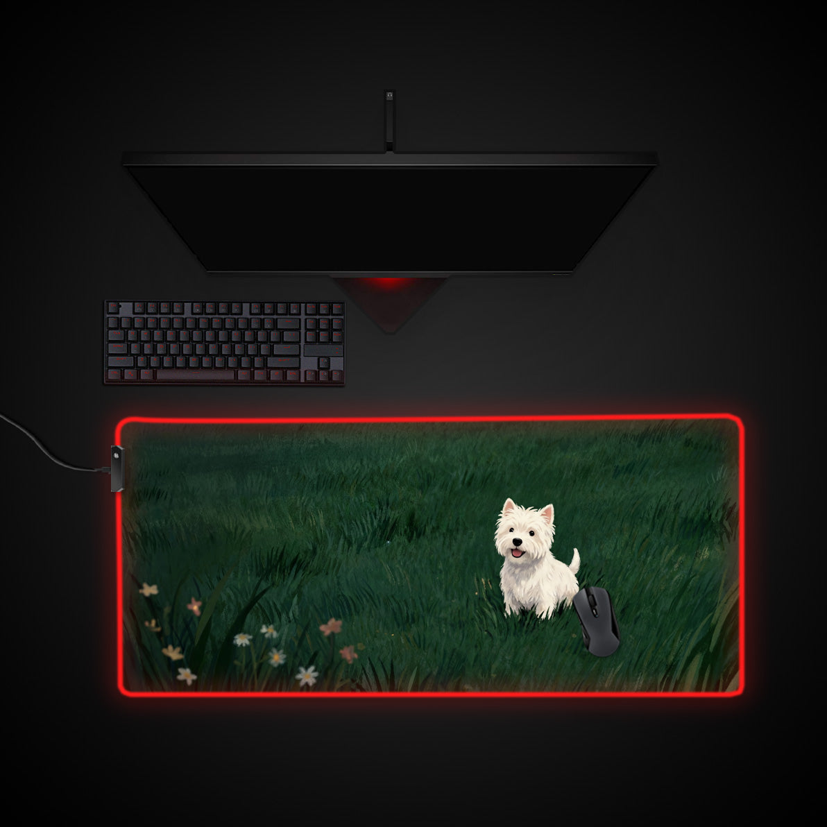The Little Scout desk mat with RGB edge lighting