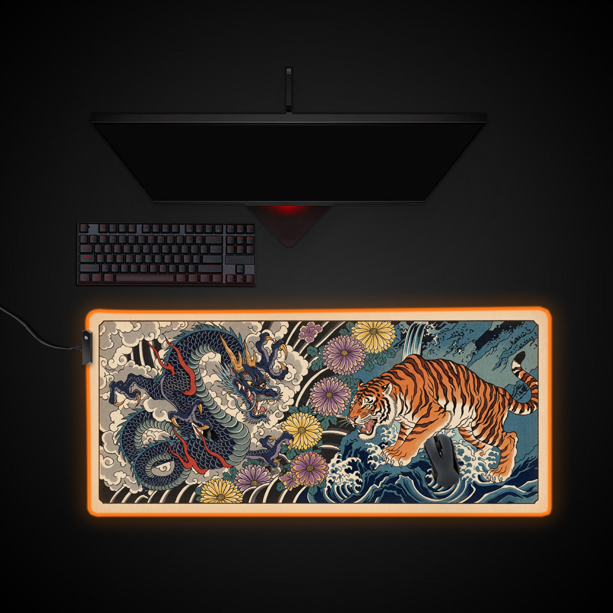 Primal Balance desk mat with RGB edge lighting