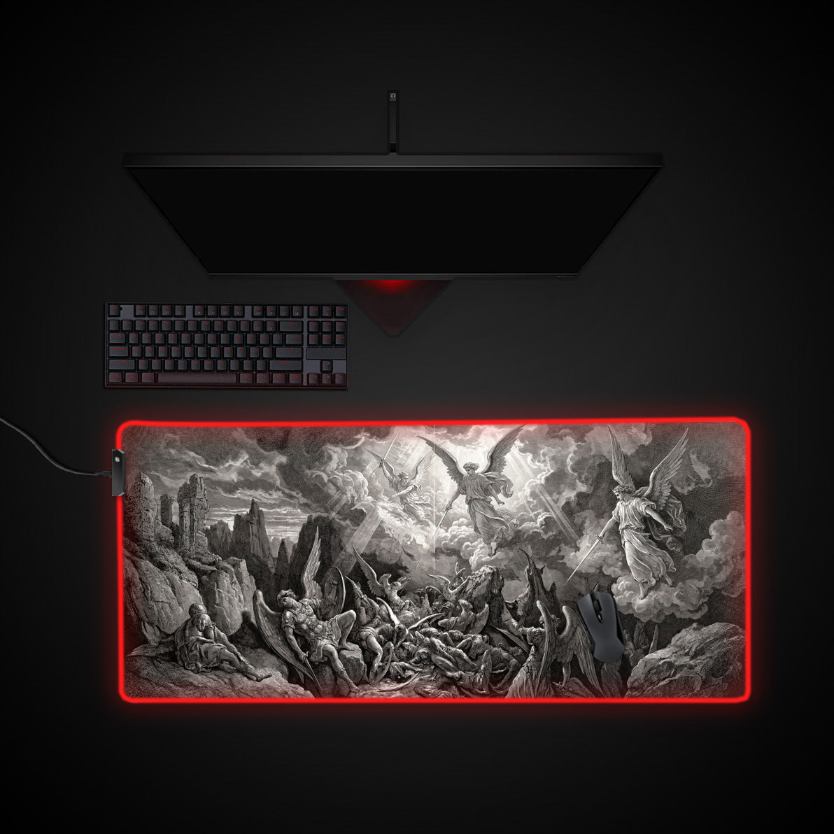 Divine Conflict desk mat with RGB edge lighting