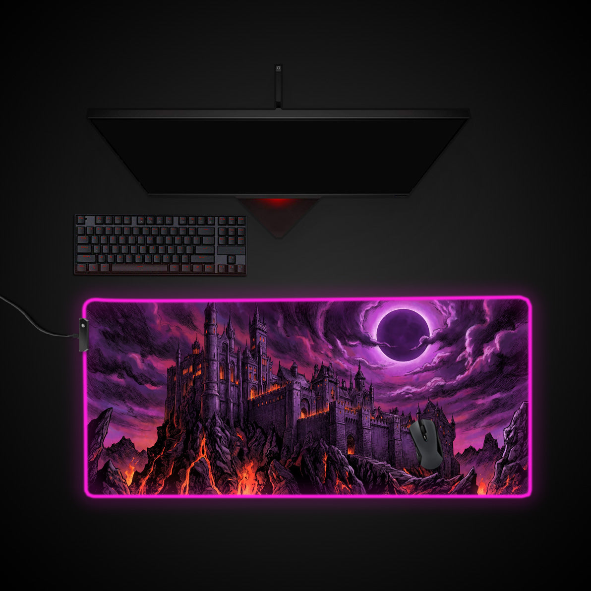 Eclipse Citadel desk mat with RGB edge lighting