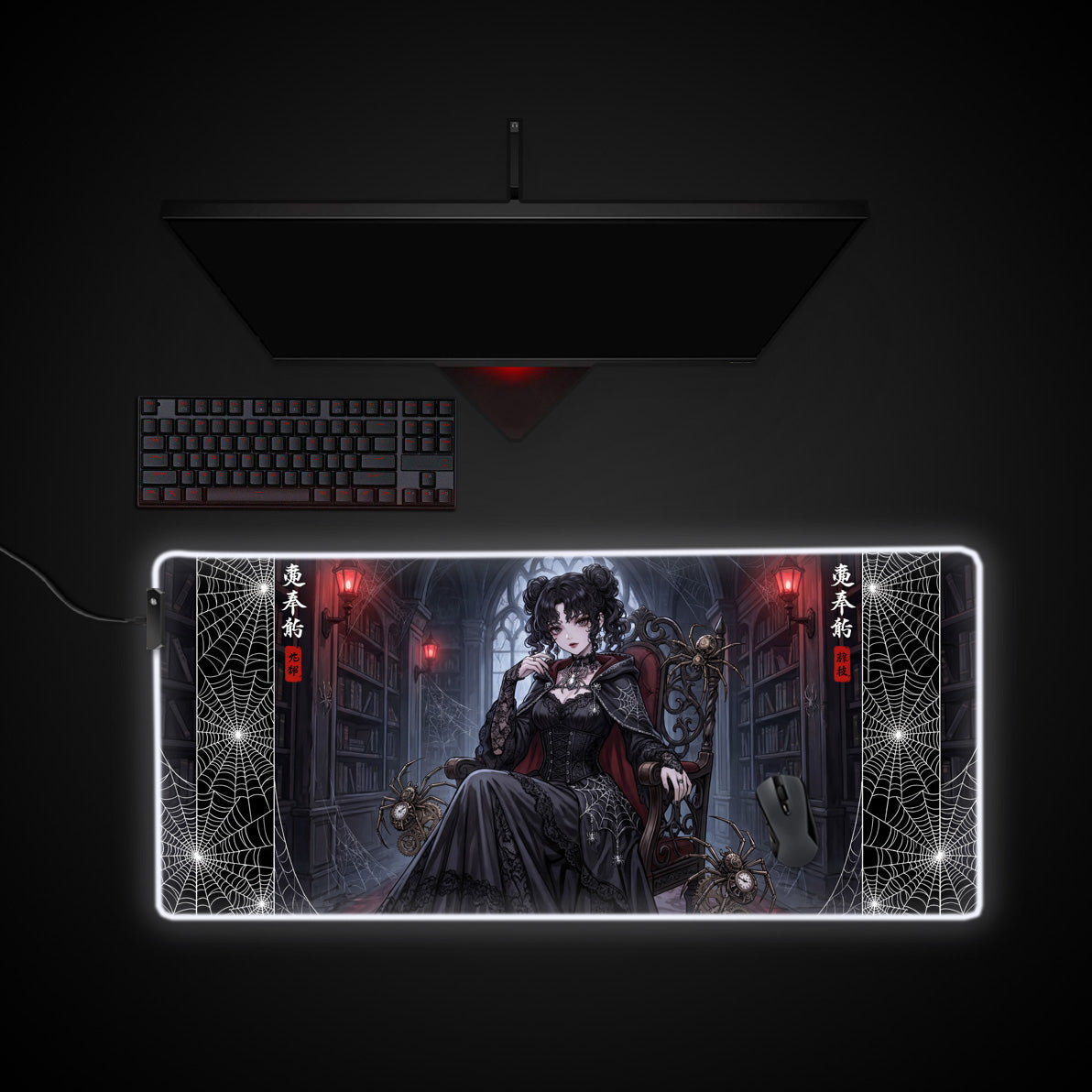 Weaver's Throne desk mat with RGB edge lighting
