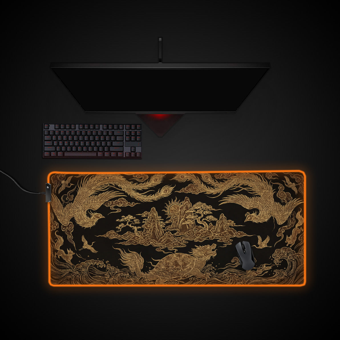 Prosperity Weave desk mat with RGB edge lighting