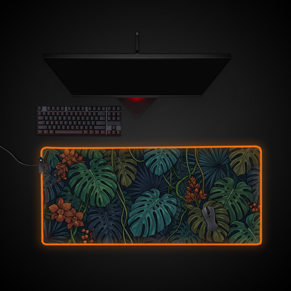 Midnight Jungle desk mat with RGB edge lighting