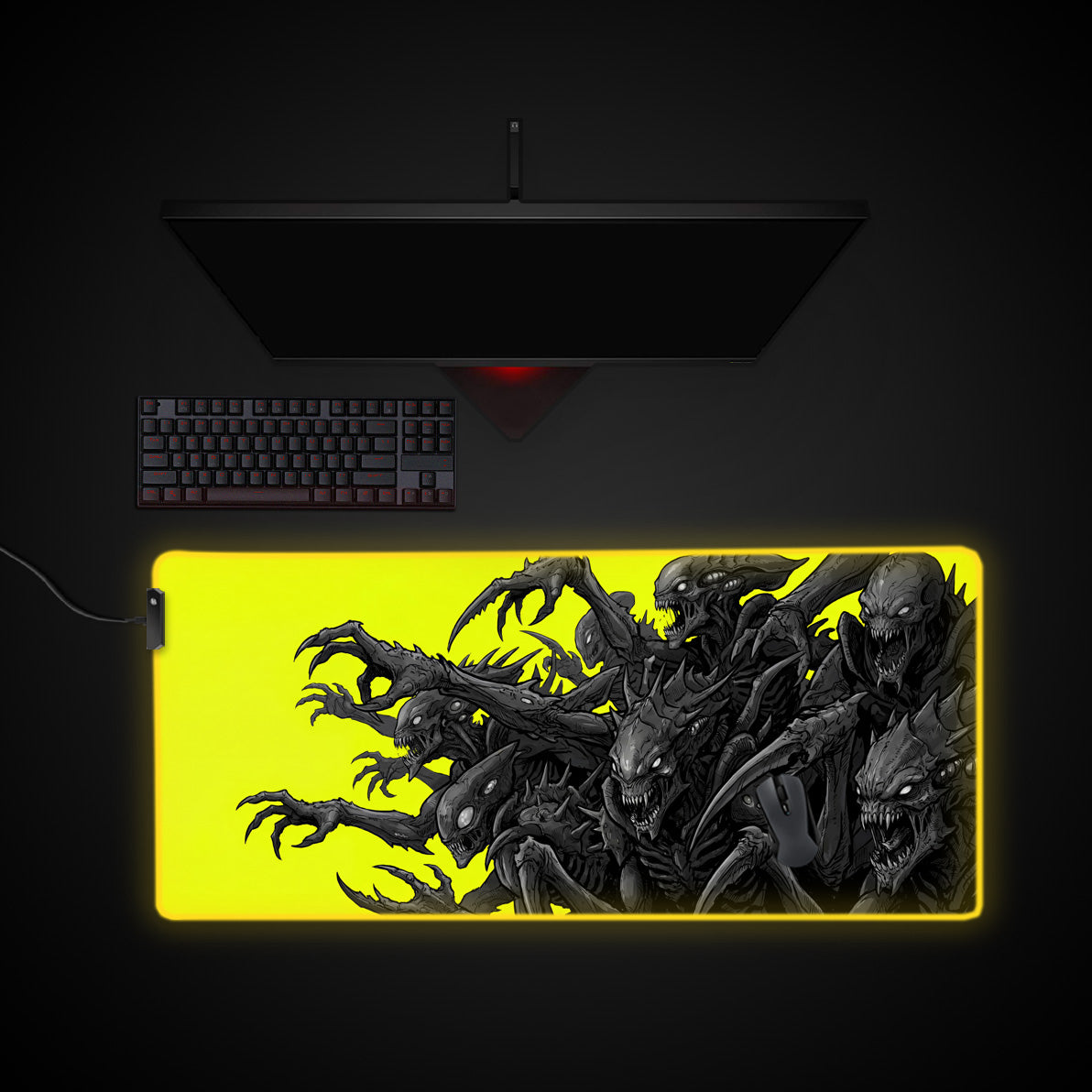 Void Hunters desk mat with RGB edge lighting