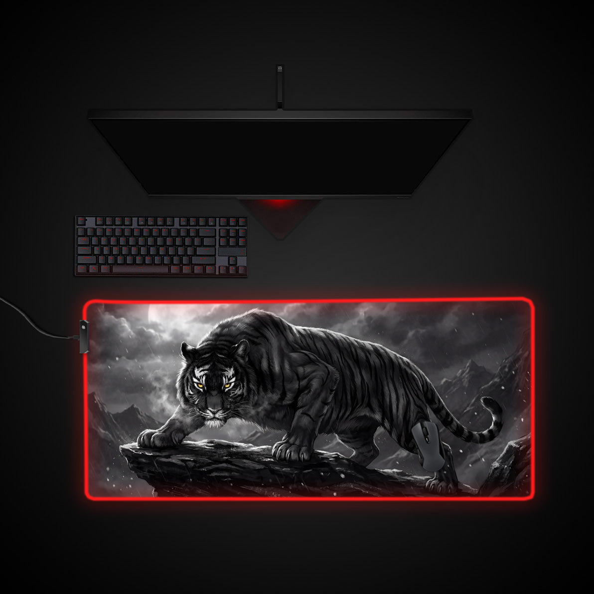 Onyx Predator desk mat with RGB edge lighting