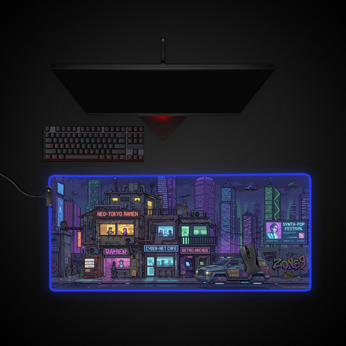 Zone Nine desk mat with RGB edge lighting