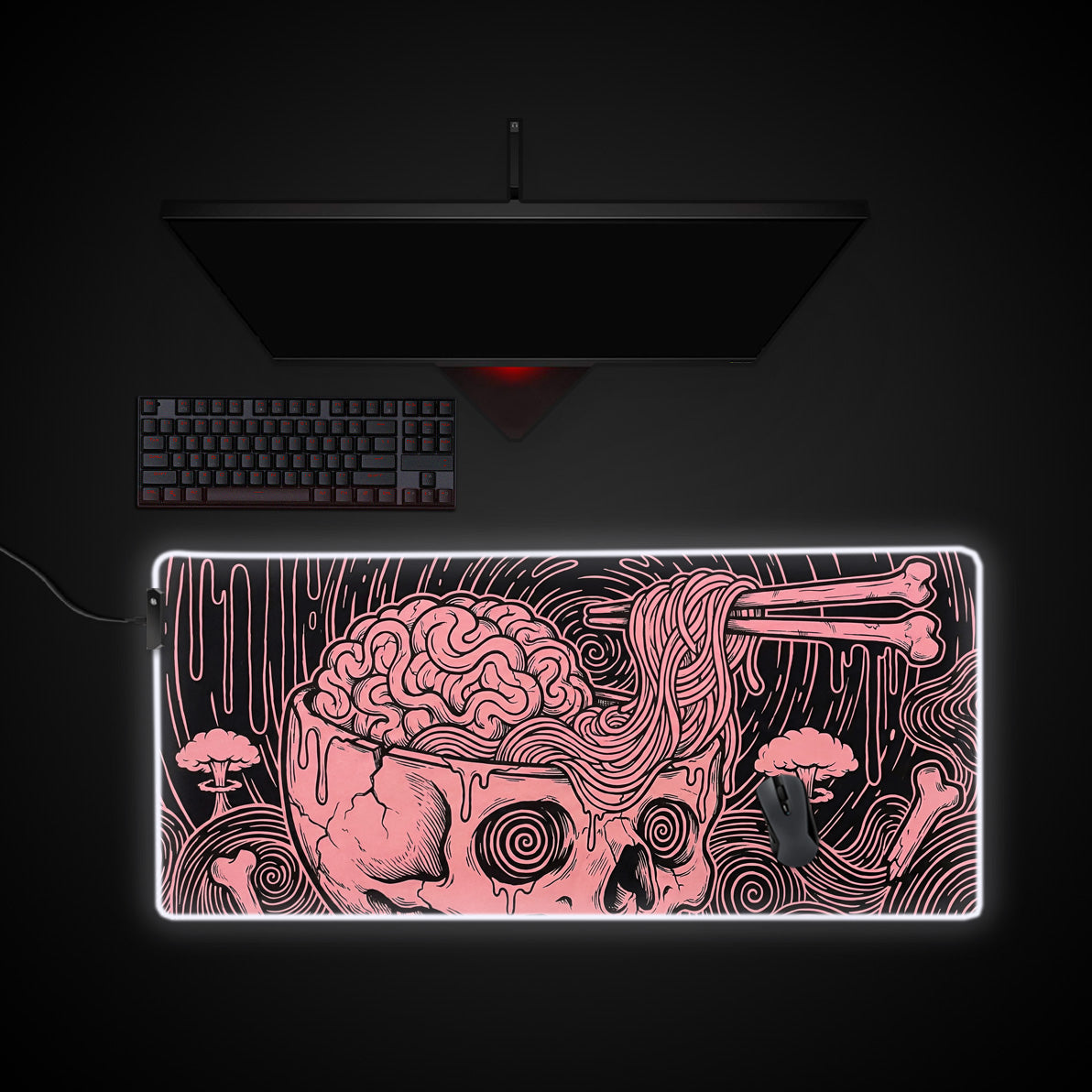 Mind Melt desk mat with RGB edge lighting