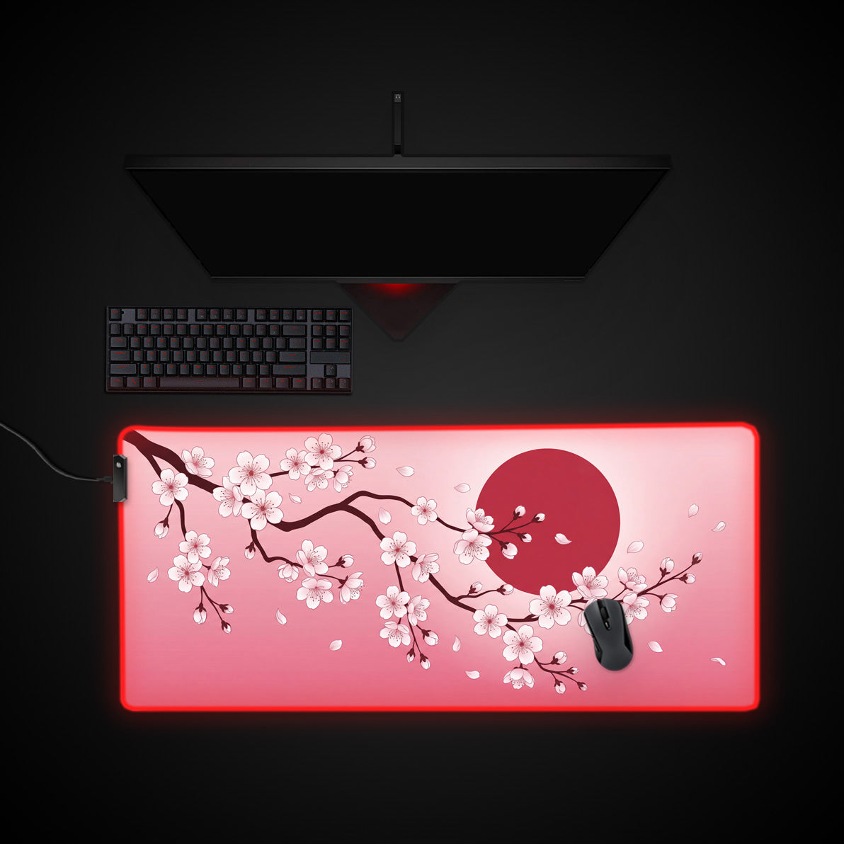 Sakura Dawn desk mat with RGB edge lighting