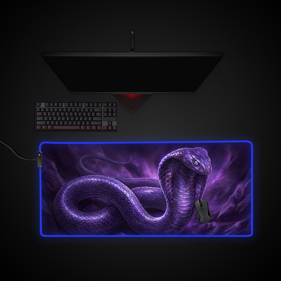 Nebula Cobra desk mat with RGB edge lighting