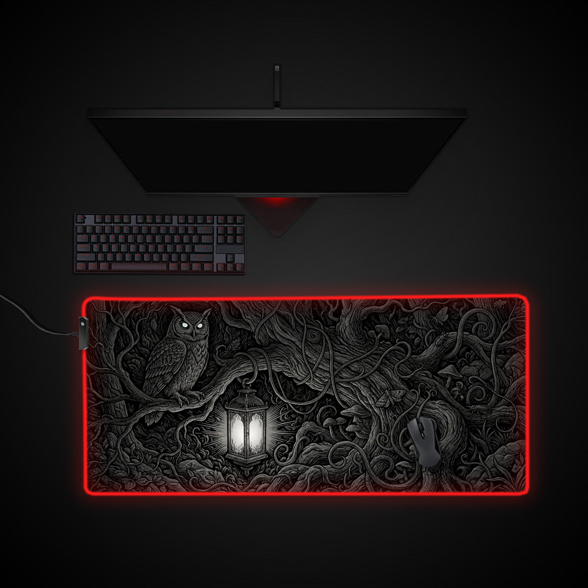Nocturnal Roots desk mat with RGB edge lighting