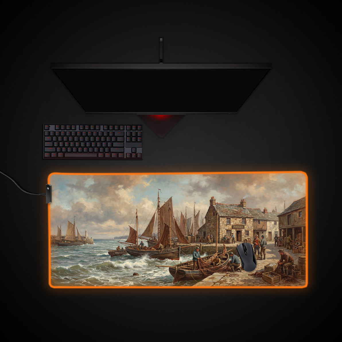 Harbor Trade desk mat with RGB edge lighting