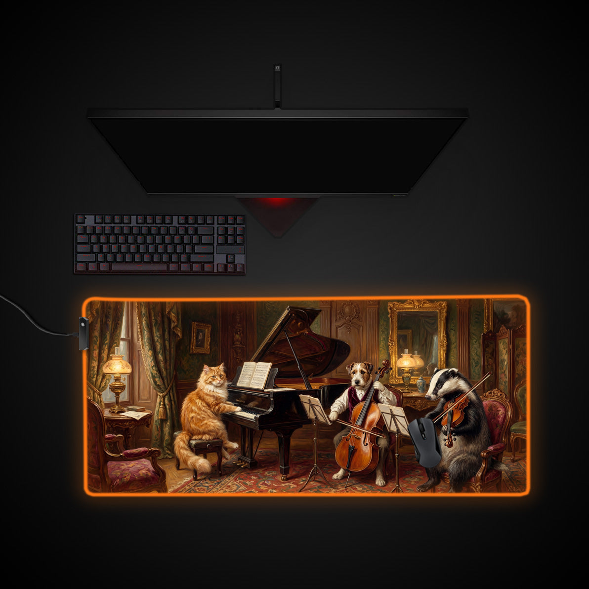 Parlor Concerto desk mat with RGB edge lighting