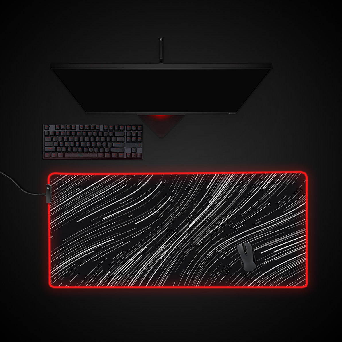 Infinite Trajectory desk mat with RGB edge lighting
