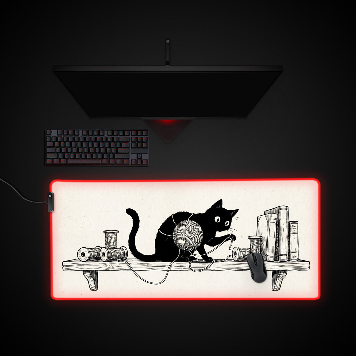 Tangled Whimsy desk mat with RGB edge lighting