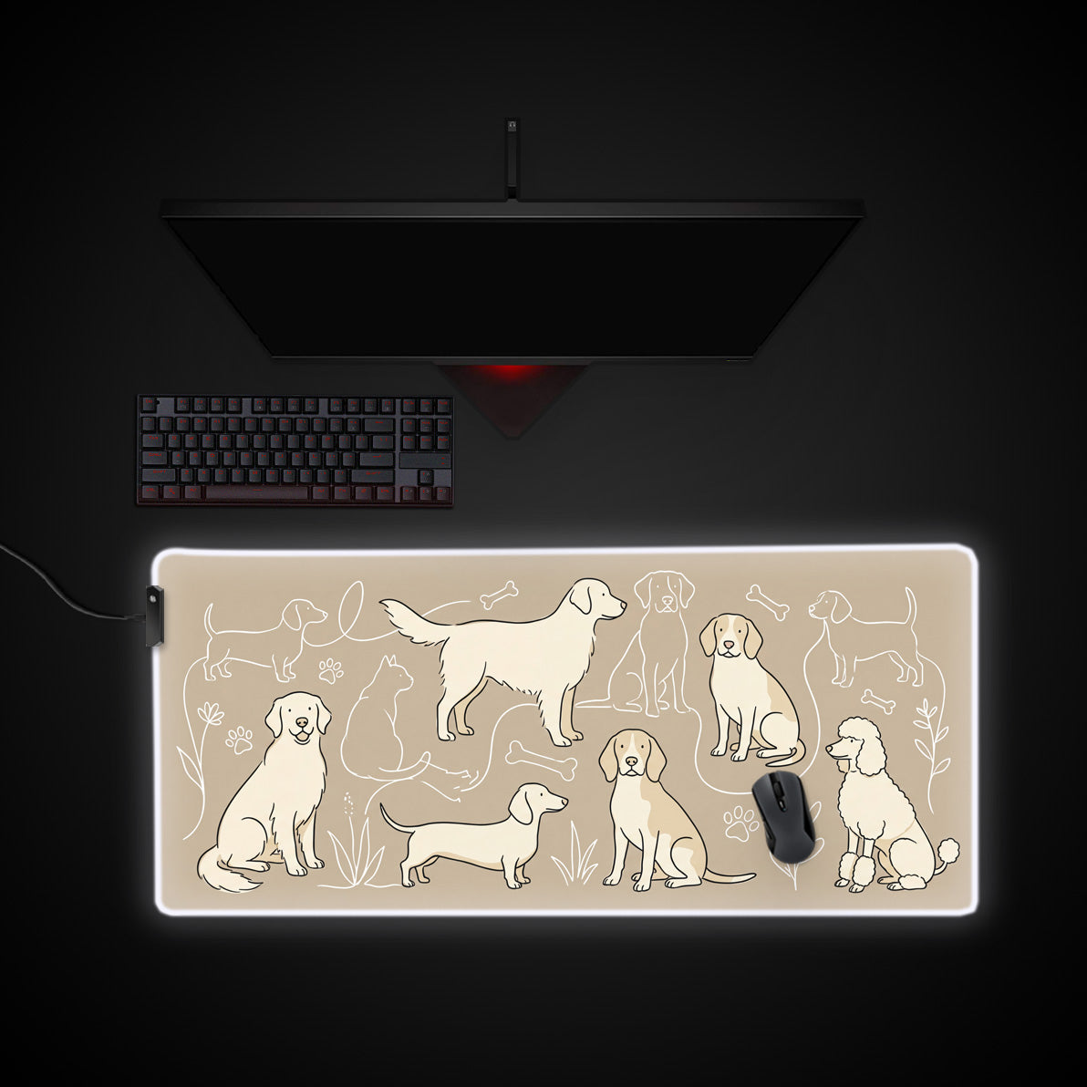 Loyal Companions desk mat with RGB edge lighting