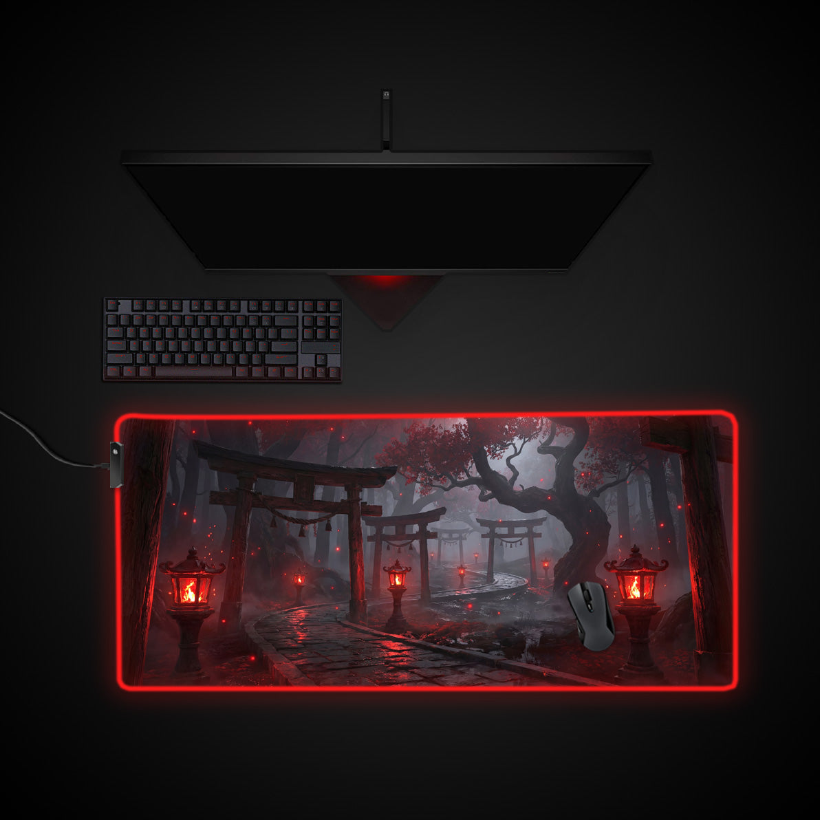 Spirit Gate Way desk mat with RGB edge lighting