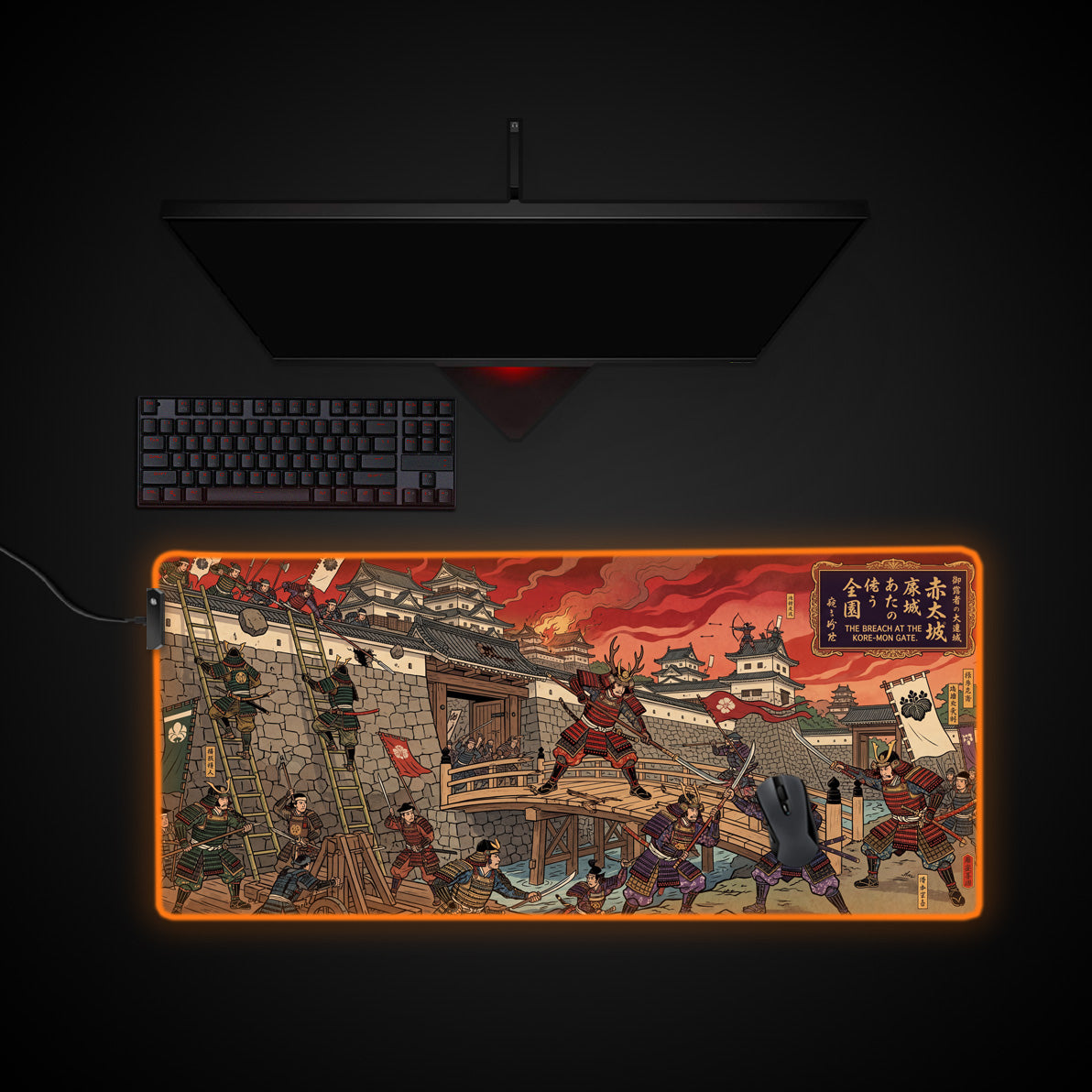 Kore-mon Breach desk mat with RGB edge lighting