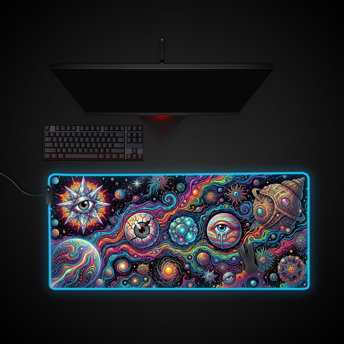 Astral Awakening desk mat with RGB edge lighting
