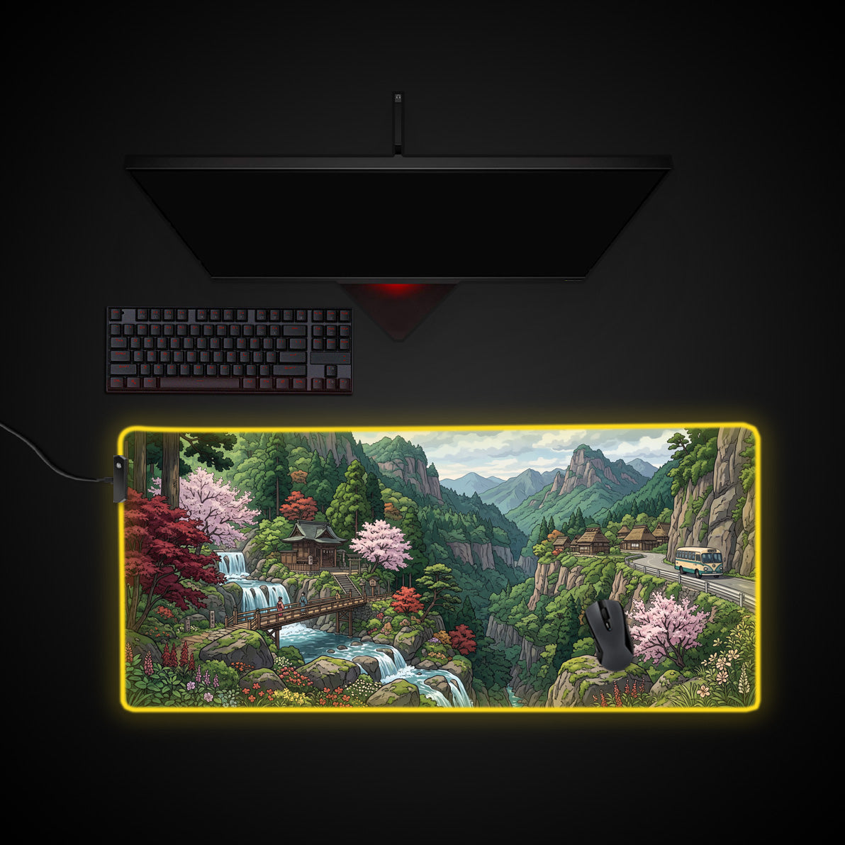 Scenic Route desk mat with RGB edge lighting