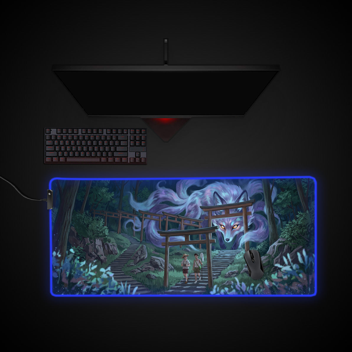 Spectral Guardian desk mat with RGB edge lighting