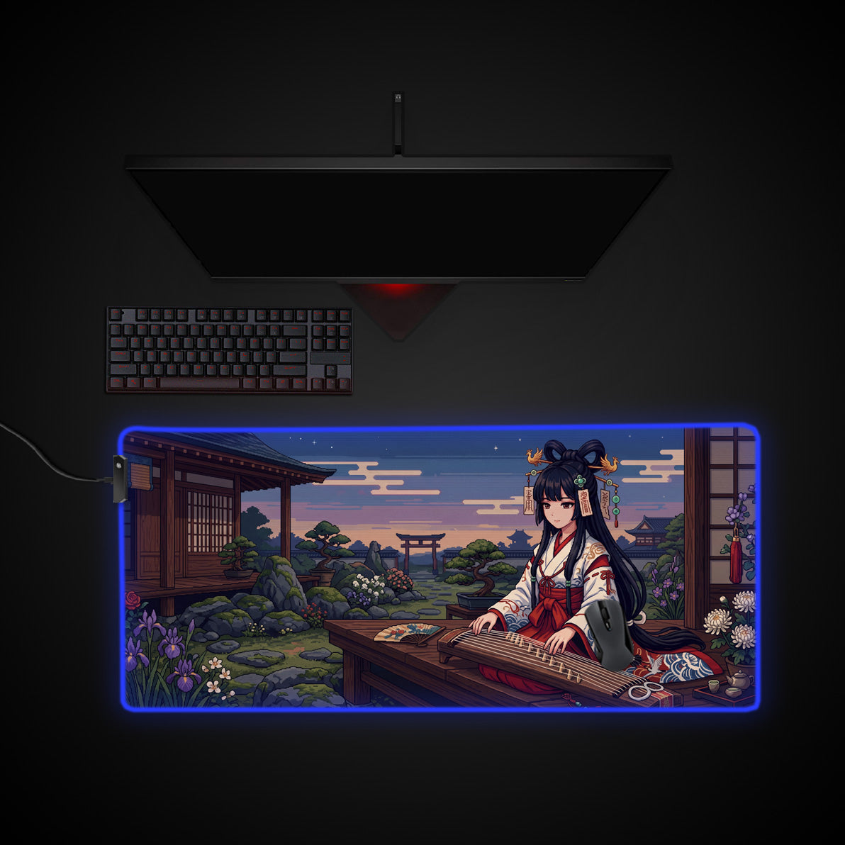 Pixel Harmony desk mat with RGB edge lighting