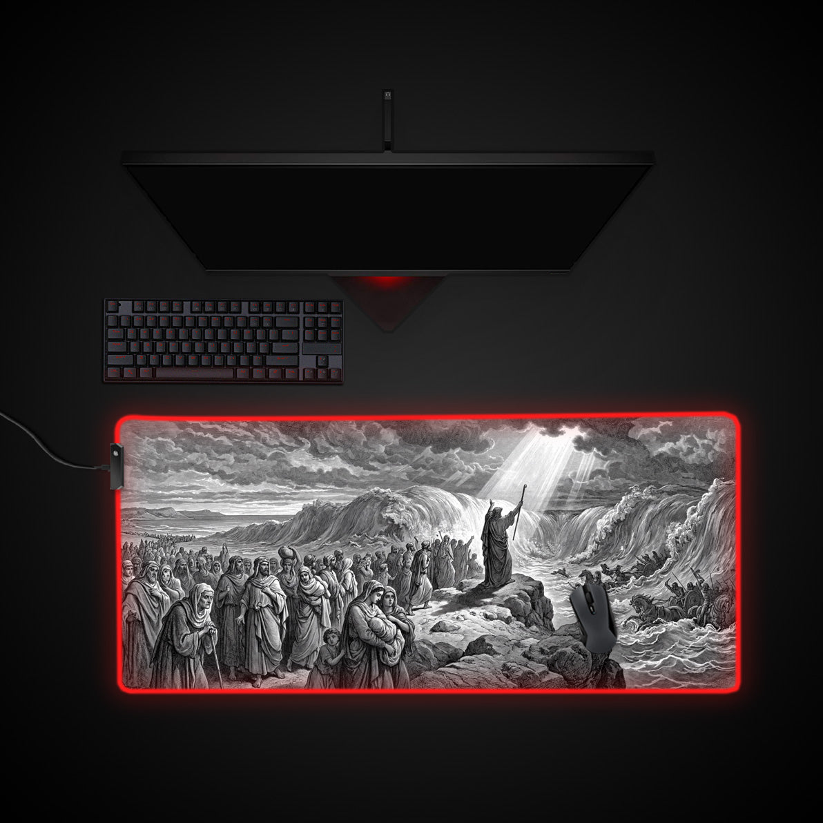 The Great Divide desk mat with RGB edge lighting