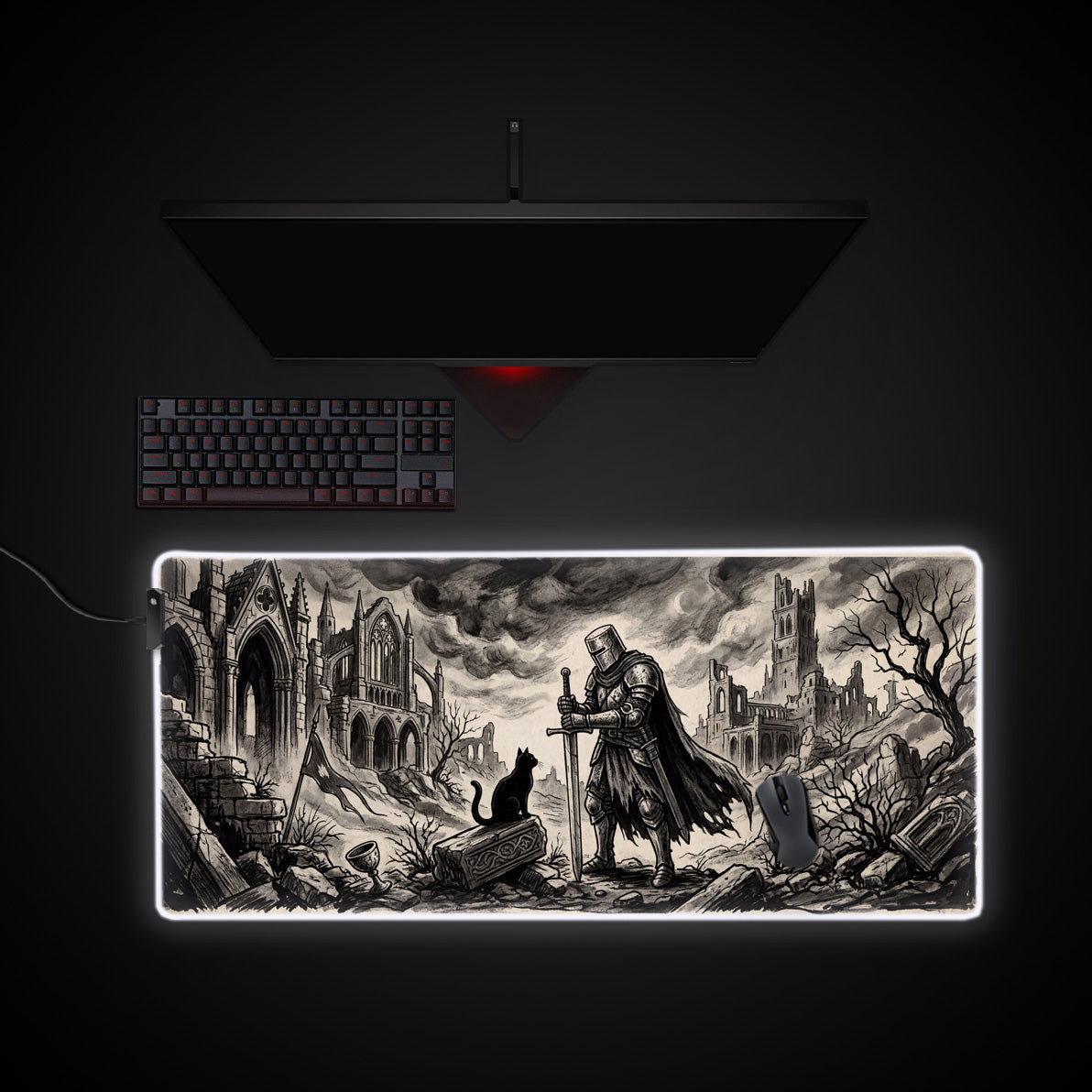 Silent Companion desk mat with RGB edge lighting