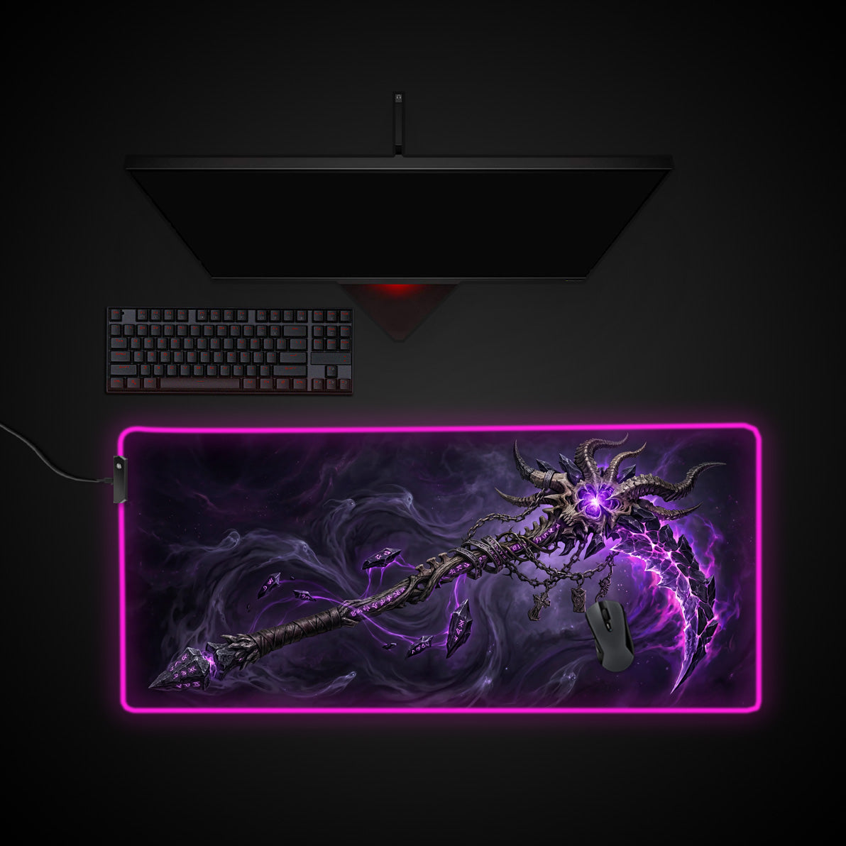 Void Scythe desk mat with RGB edge lighting