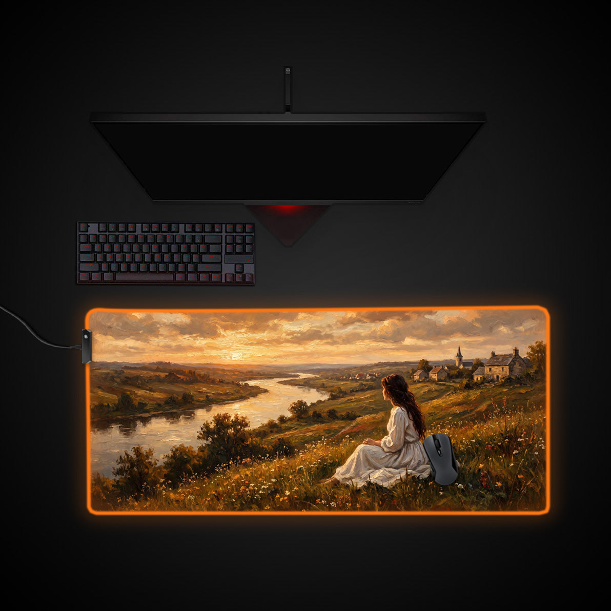 Golden Valley desk mat with RGB edge lighting
