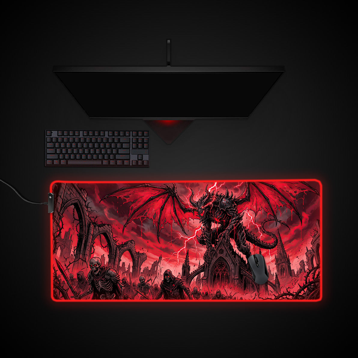 Infernal Dragon desk mat with RGB edge lighting